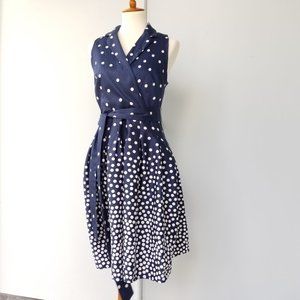 Catherine Malandrino Navy Polka Dot Dress 10 Pinup